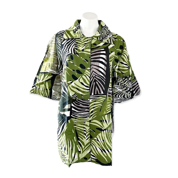 TAILE Linen-blend Palm Leave Print Jacket Button Up, Green Size M New w/Tag $159 - Picture 12 of 12